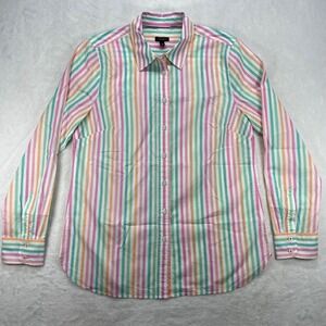 Talbots Striped Cotton Button Down Shirt Pastel Colors Womens Size S‎